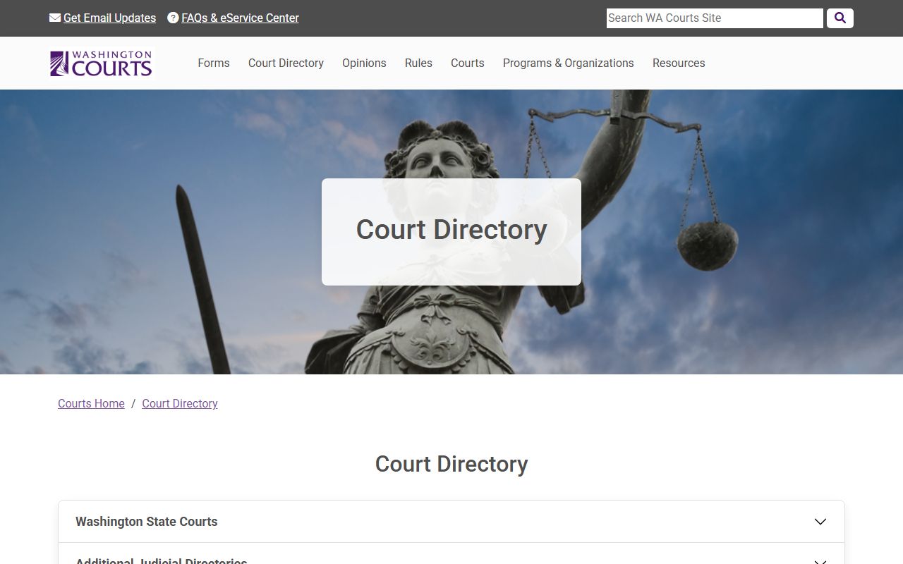 Adams County criminal court records Washington Courts directory