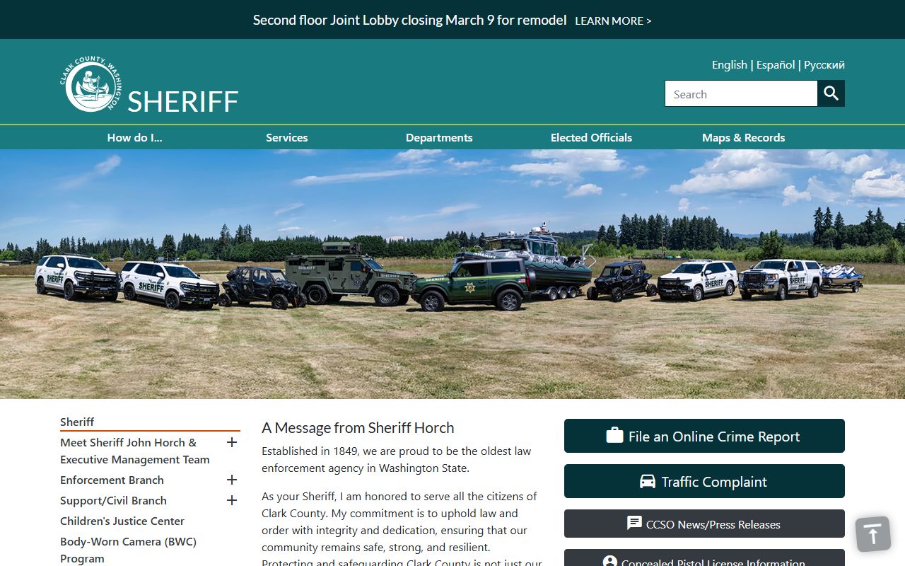 Clark County criminal court records Sheriff's Office website