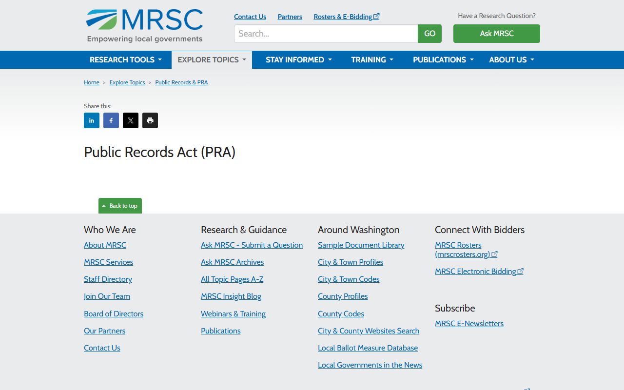 Washington Public Records Act information for criminal court records access